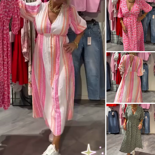 💃Vestido estampado con cuello en V para mujer