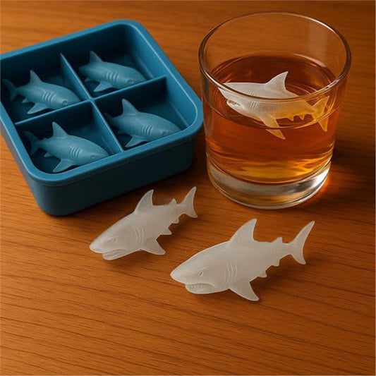 Molde de silicona para hielo con forma de tiburón creativ
