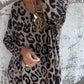 Top elástico de mujer con cuello redondo y estampado de leopardo