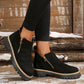 Botines de punta redonda para mujer con cremallera latera