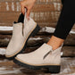 Botines de punta redonda para mujer con cremallera latera