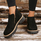 Botines de punta redonda para mujer con cremallera latera