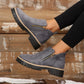 Botines de punta redonda para mujer con cremallera latera
