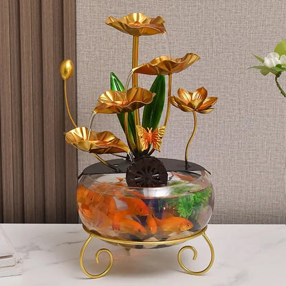 Adorno creativo de lujo en forma de pecera con forma de loto