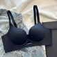 Sujetador push-up sin costuras ni aros de color liso para mujer con soporte moldeador