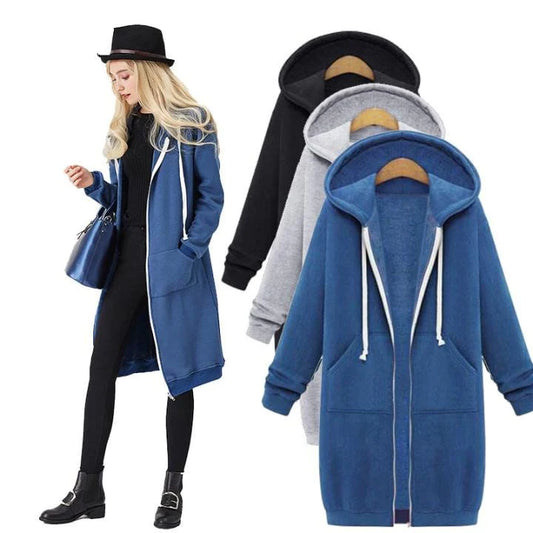 Sudadera larga con capucha para muje