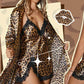 Conjunto de bata y camisón con estampado de leopardo sex