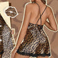 Conjunto de bata y camisón con estampado de leopardo sex