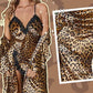 Conjunto de bata y camisón con estampado de leopardo sex