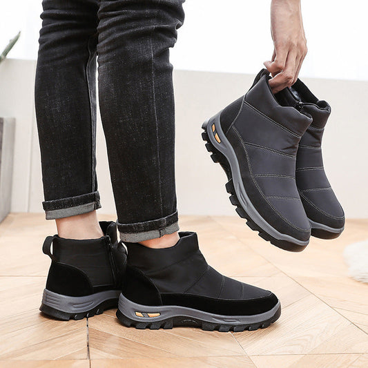 Botas de nieve cálidas de invierno con cremallera para hombr