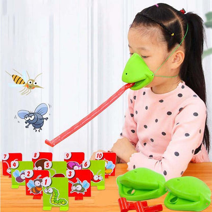 Divertido juego con la máscara de lengua de ran