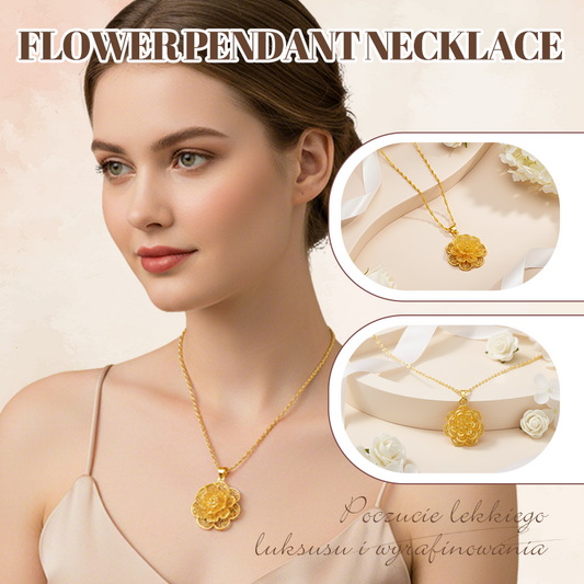 Elegante collar con colgante de flor en tono dorado