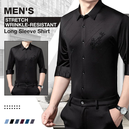 Camisa de manga larga elástica y resistente a las arrugas para hombre