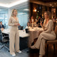 Women's High-Waist Wide-Leg Solid Color Trousers