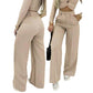 Women's High-Waist Wide-Leg Solid Color Trousers