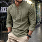 🔥Oferta Limitada🔥 Camisa Hombre Mezcla Algodón – Cuello Mao con Cordón, Transpirable, Puños Abotonados, Estilo Hippie Playa