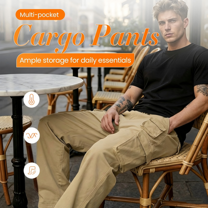 Pantalones cargo rectos con múltiples bolsillos para hombr