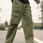 Pantalones cargo rectos con múltiples bolsillos para hombr