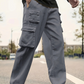 Pantalones cargo rectos con múltiples bolsillos para hombr