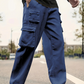 Pantalones cargo rectos con múltiples bolsillos para hombr