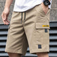 Pantalones cortos cargo informales para hombre con cintura ajustable con cordó