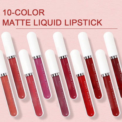 ⏳Oferta por tiempo limitado⏰10 unidades de brillo de labios mate, resistente al agua y de larga duración