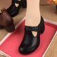Zapatos de mujer clásicos de tacón grueso de piel sintética