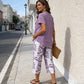 ✨ ¡OFERTA POR TIEMPO LIMITADO 50% DE DESCUENTO! 👗 Conjunto Casual de 2 Piezas – Túnica Asimétrica en Capas y Pantalones Estampados de Tirantes Anchos 🌿
