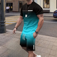 🏖️ ¡Estilo especial de verano! 😎 Conjunto de camiseta y shorts con degradado para hombre