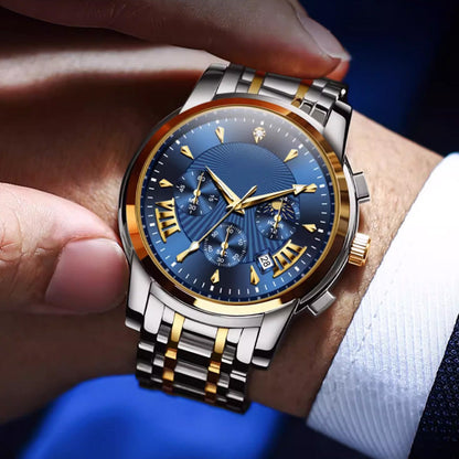 Reloj de cuarzo multifunción informal y de moda para hombre