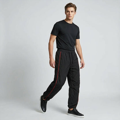 Pantalón retro de pierna ancha con raya lateral