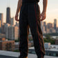 Pantalón retro de pierna ancha con raya lateral