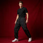 Pantalón retro de pierna ancha con raya lateral
