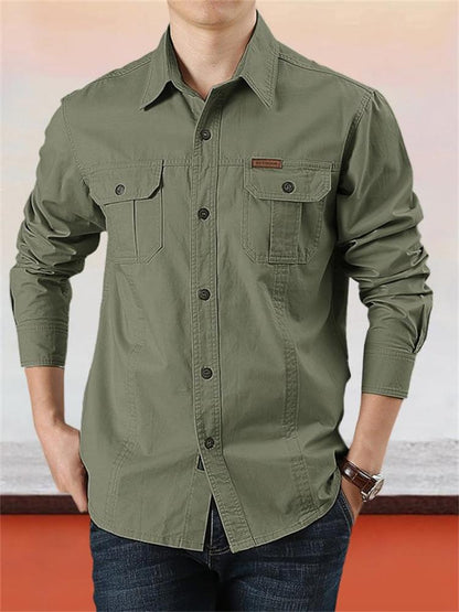 👔 ¡OFERTA POR TIEMPO LIMITADO 50% DE DESCUENTO! 🍂 Camisa Casual de Algodón de Color Liso para Hombre – 100% Algodón, Corte Clásico, Absorción de Humedad y Cuidado Fácil ✨