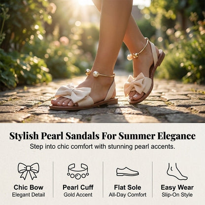 Elegantes sandalias con tira al tobillo y perlas.