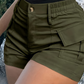 Pantalones cortos cargo de cintura alta para mujer con bolsillo