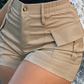 Pantalones cortos cargo de cintura alta para mujer con bolsillo