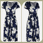 Vestido vaporoso de mujer con escote en V y cintura ajustada, estampado floral.