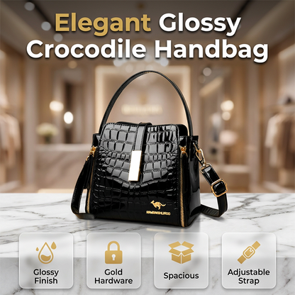 👜 ¡50% de descuento por tiempo limitado! Bolso brillante con estampado de cocodrilo y detalles dorados
