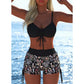 Conjunto de bikini con cordón ajustable y shorts tipo bóxer para mujer