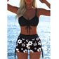 Conjunto de bikini con cordón ajustable y shorts tipo bóxer para mujer