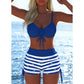 Conjunto de bikini con cordón ajustable y shorts tipo bóxer para mujer