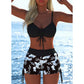 Conjunto de bikini con cordón ajustable y shorts tipo bóxer para mujer