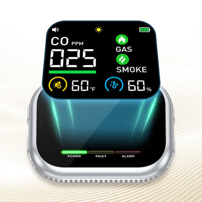 Detector portátil de gases múltiples con pantalla LCD y batería de reserv