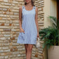 Vestido tipo mono sin mangas de estilo informal para mujer, a rayas y con tirantes ajustable