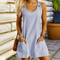Vestido tipo mono sin mangas de estilo informal para mujer, a rayas y con tirantes ajustable