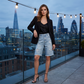 Pantalones cortos vaqueros rasgados de talle alto para mujer