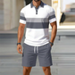 Conjunto de dos piezas para hombre: camisa y pantalón corto.