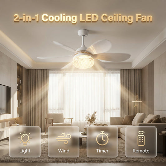 Ventilador de techo LED 2 en 1 con función de refrigeración.