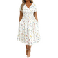👗Vestido de mujer con cuello en V, estampado floral y cintura retorcida